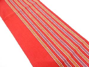 綿紬　縞模様織り出し　全通袋帯